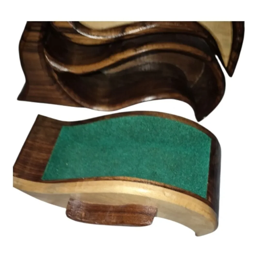 Handcrafted Walnut & Birch Two Tone Wooden Bandsaw Keepsake Jewelry Box